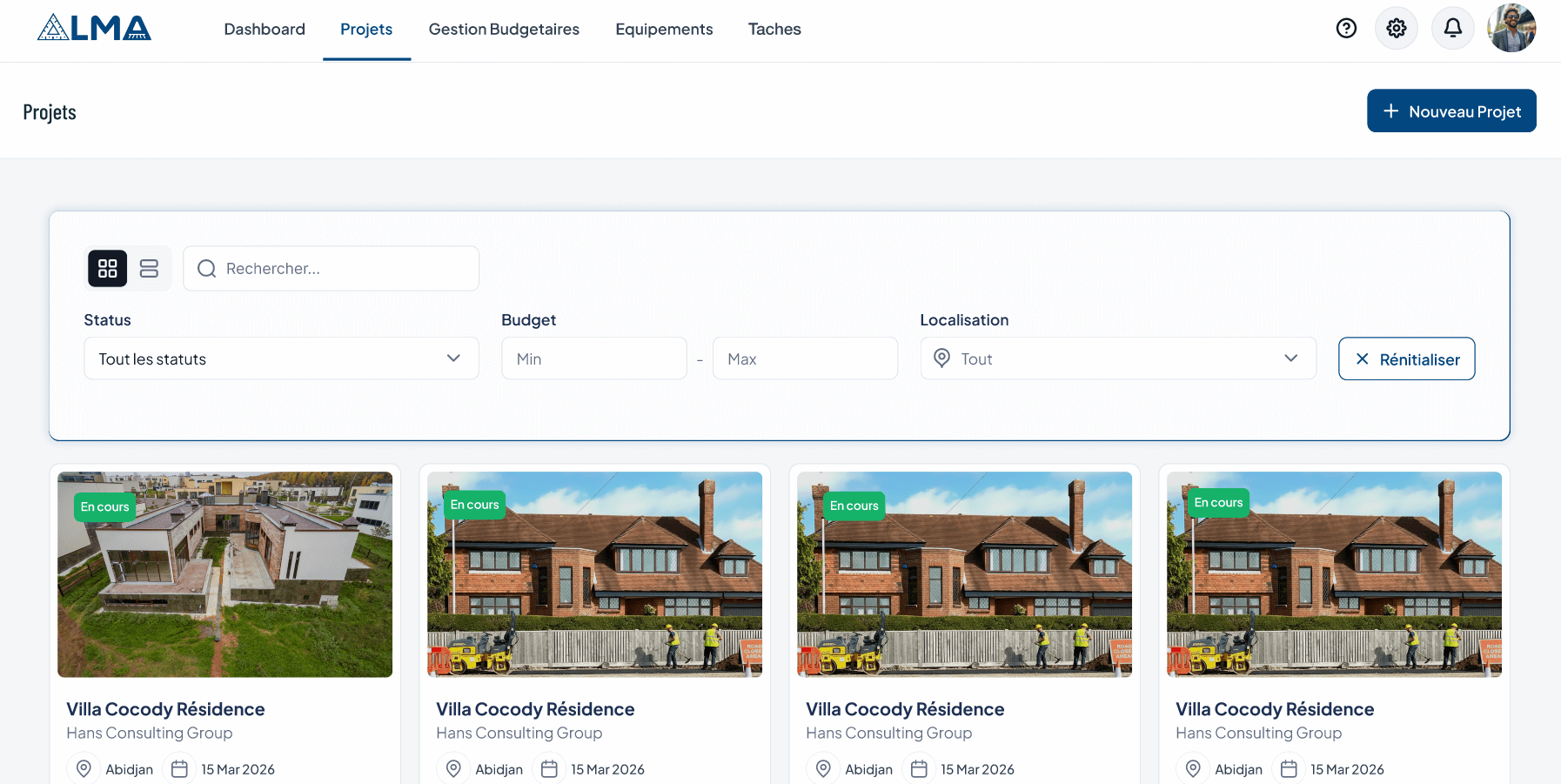 ALMA — Tableau de bord projet