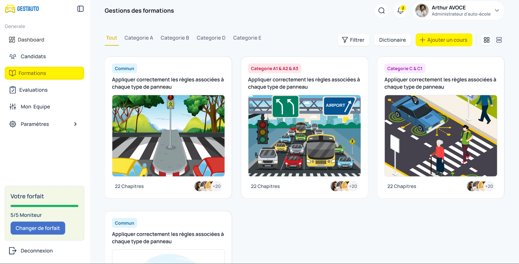 Auto-Ecole — Interface QCM