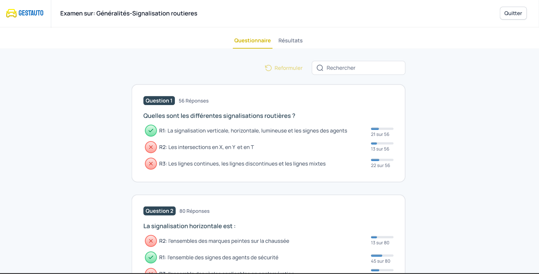 Auto-Ecole — Statistiques et performances