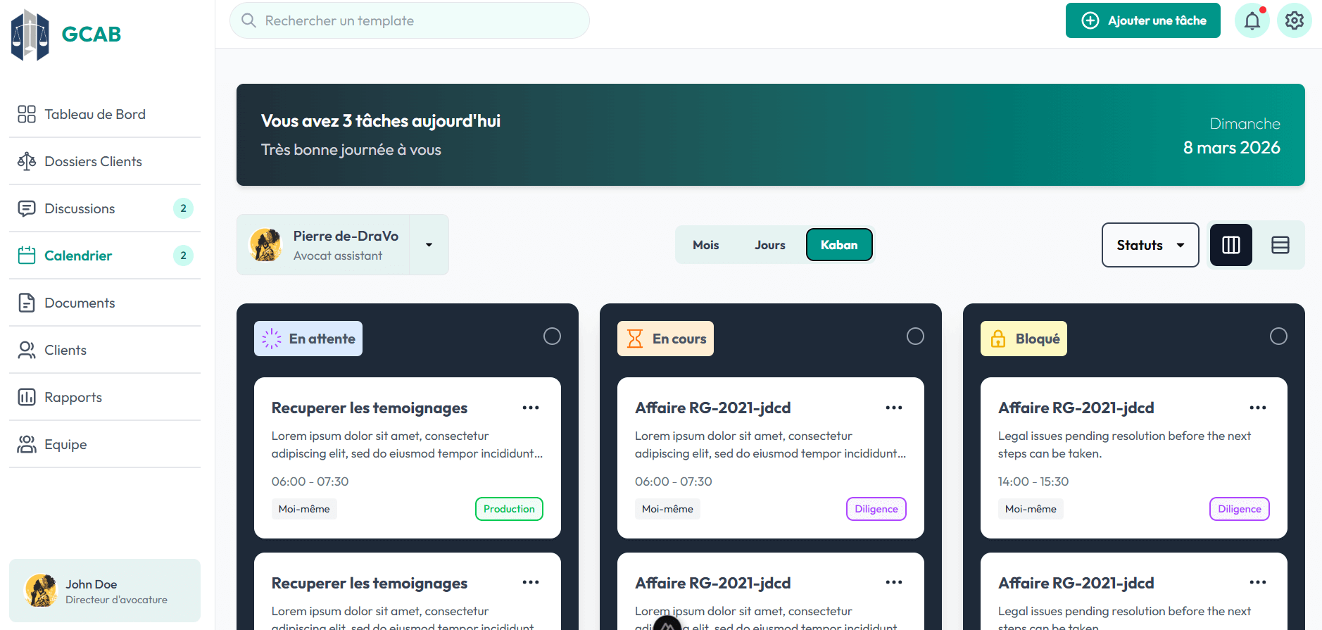 GCAB — Gestion des dossiers