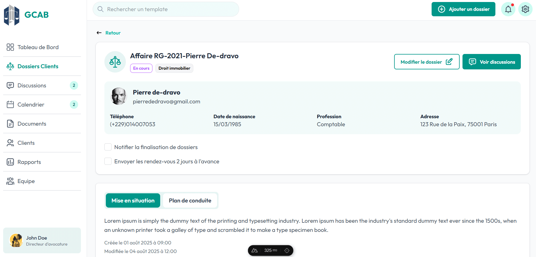 GCAB — Interface de facturation
