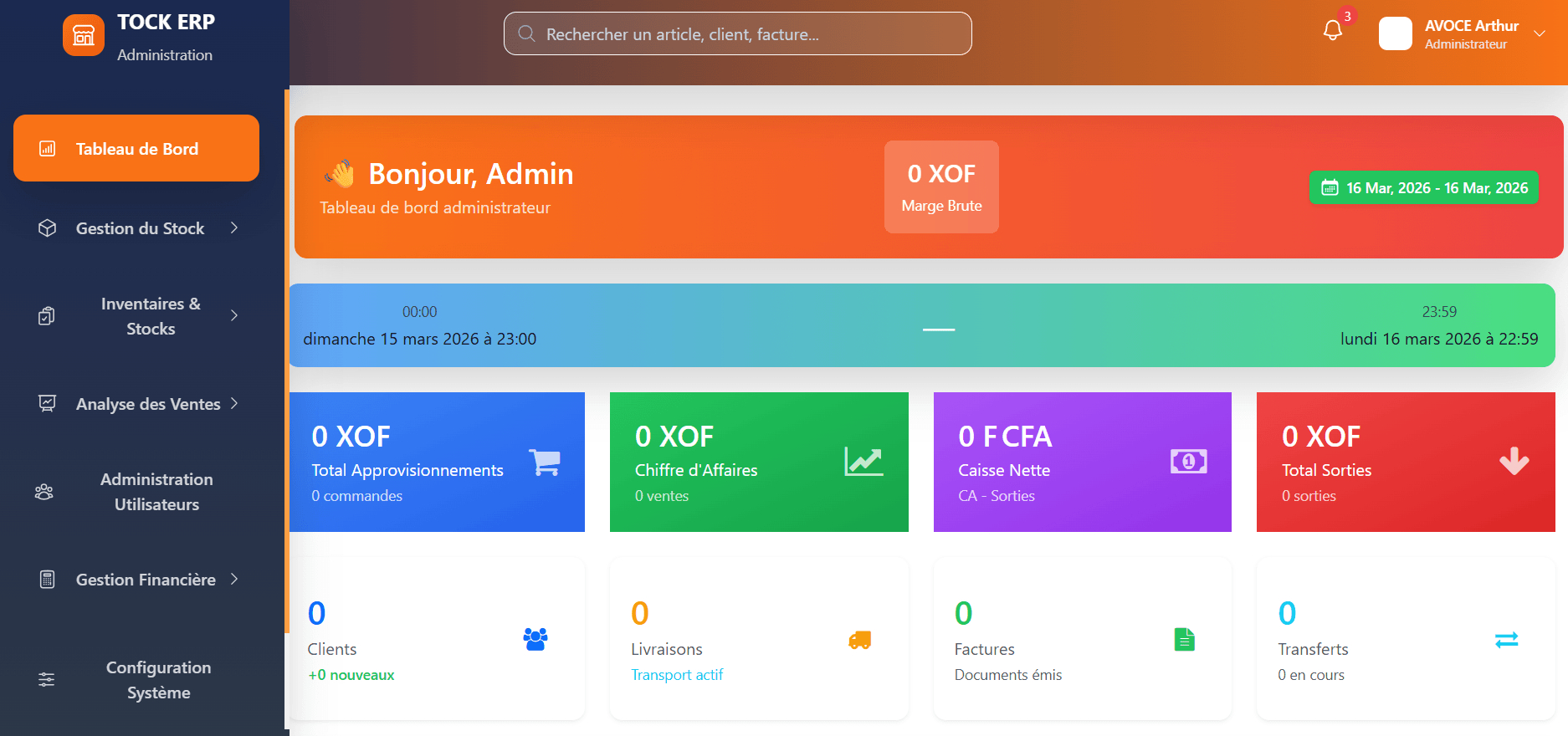 TOCK — Tableau de bord principal